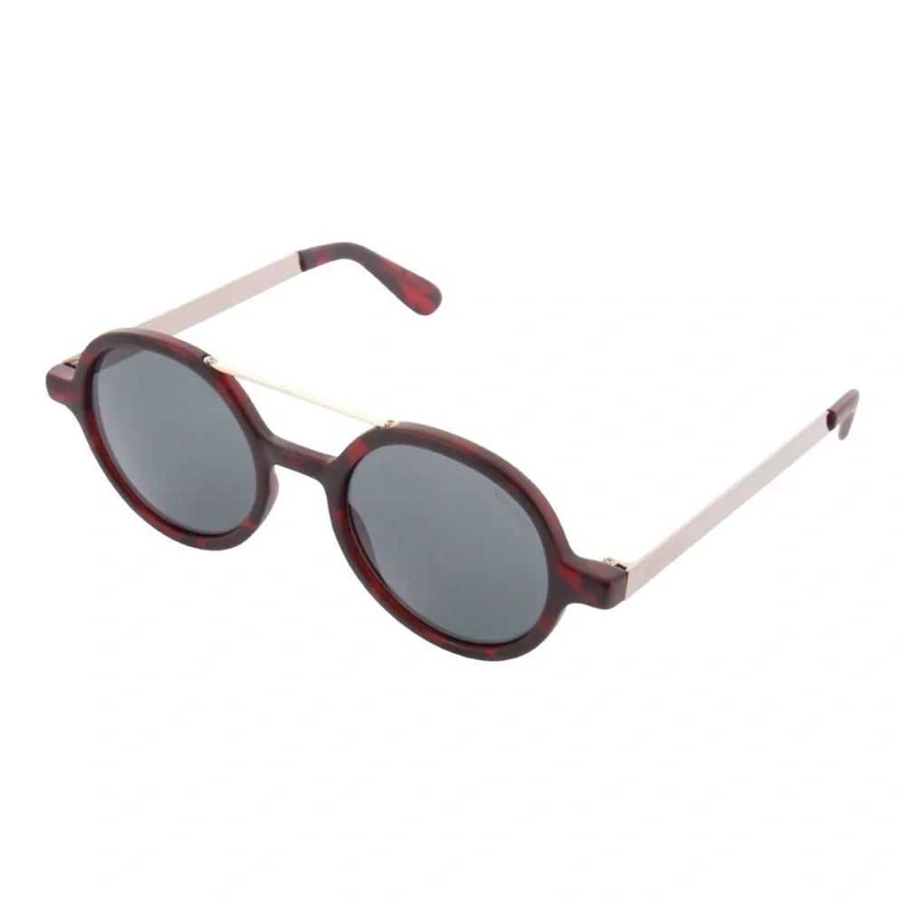 KOMONO Vivien Tortoise Silver Sunglasses NEW round red metal